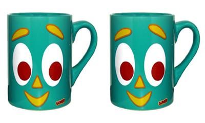 lot of 2 Gumby Face Ceramic 14oz Coffee Mug New Authentic  