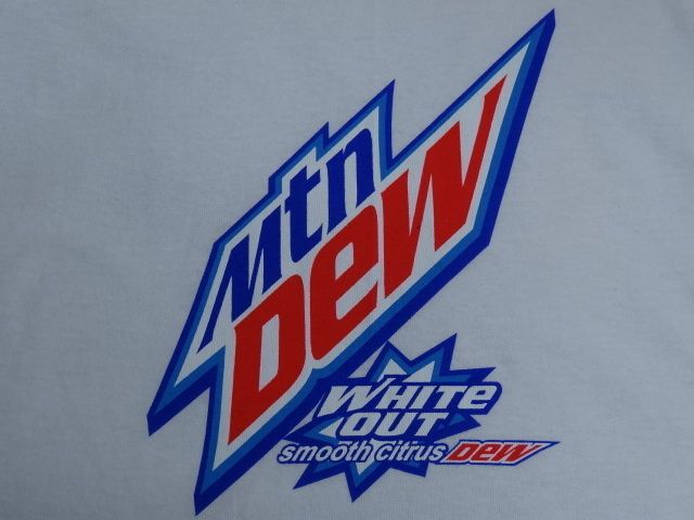 MOUNTAIN DEW WHITE OUT t shirt NOS, NEW L  