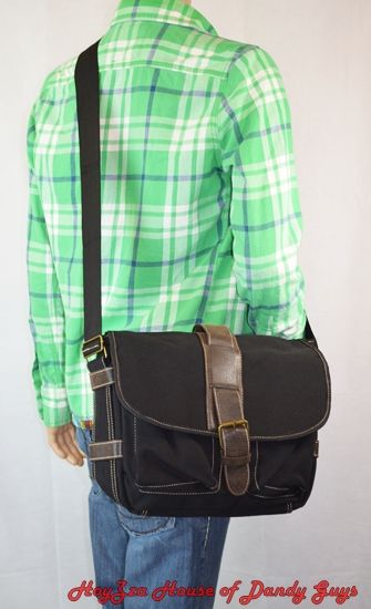 Mens Cotton Canvas Casual Medium Size Daily Messenger Shoulder Bag 