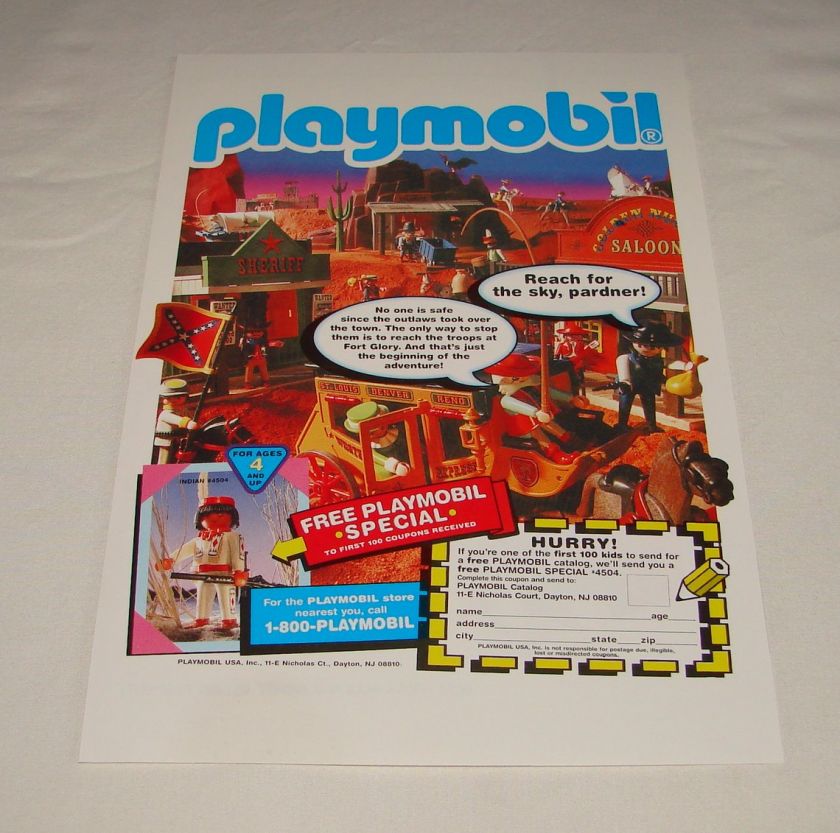 1995 Playmobil ad ~ REACH FOR THE SKY, PARDNER  