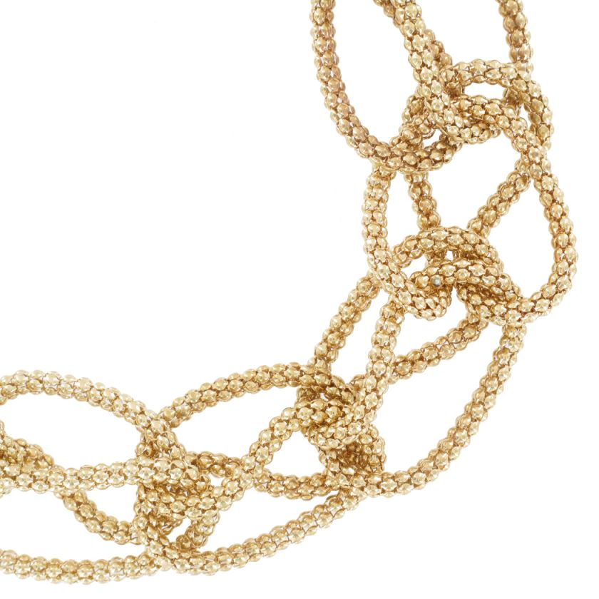 Gold Tone Round Mesh Chain Link Necklace Statement  