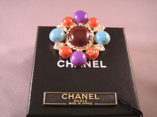 Auth CHANEL 07A Byzantine Multicolor Cross Pin Brooch  