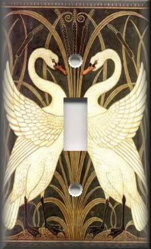 Light Switch Plate Cover Art Nouveau Swans  