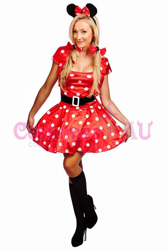 Ladies Minnie Mickey Mini Mouse Costume Fancy Dress Halloween Hens 