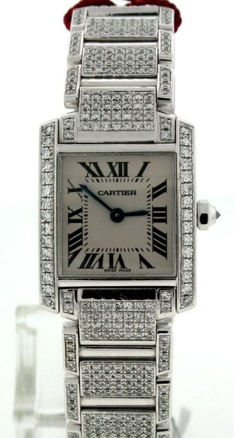   tank francaise 18k white gold full diamond $ 110000 00 ladies watch