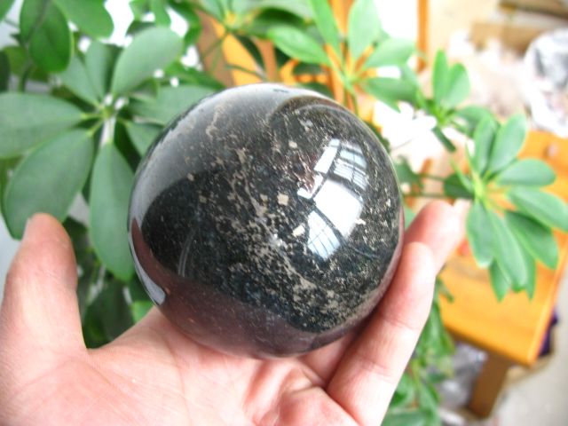 RARE NATURAL PYRITE&EPIDOTE CRYSTAL SPHERE BALL 81mm  