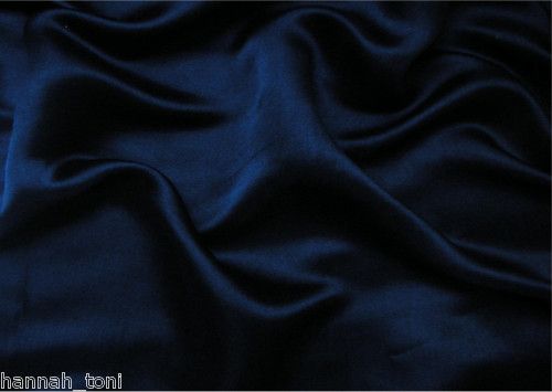 DEEP NAVY BLUE PLAIN SILK SATIN CHARMEUSE FABRIC by yrd  