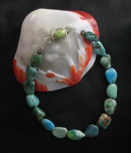 AAA STERLING SILVER CARICO LAKE TURQUOISE BRACELET~  