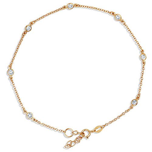 14K GOLD VERMEIL CZ BY THE YARD ANKLE BRACELET ANKLET  