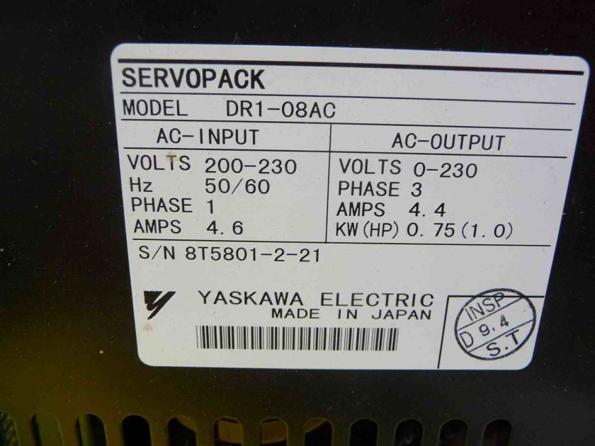 Yaskawa Servopack Servo Drive DR1 08AC working  