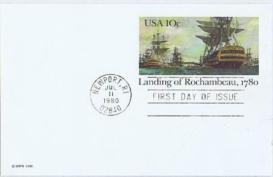 Landing of Rochambeau, 1780, First Day Issue, 1980  