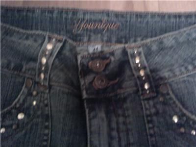 YOUNIQUE WOMENS/JUNIORS LONG FULL DISTRESSED DENIM STRETCH JEAN SKIRT 