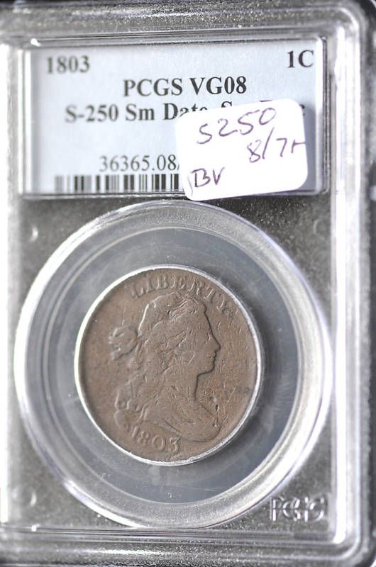 1803 1C LARGE CENT S 250 R4 NICE PCGS VG8.  