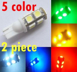   9SMD 5050 SMD Bulbs Side 5 color car Light Bulb 194 168 W5W LED Wedge