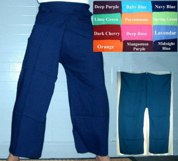 Thai Fisherman Yoga Pants New FREESIZE Rayon NAVY BLUE  