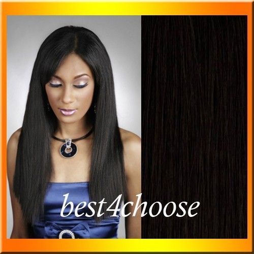 22 Clip In REMY Human Hair Extensions Off Black #1B  