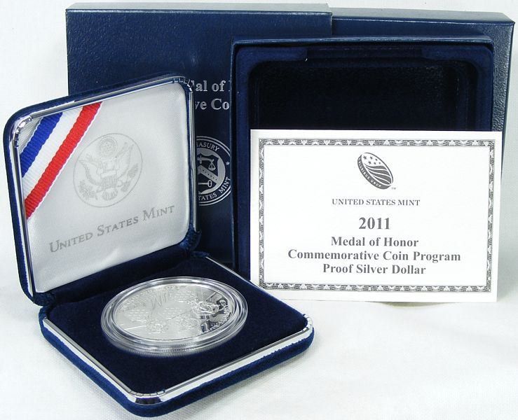 2011 PROOF MEDAL OF HONOR COMMEM SILVER DOLLAR w/BOX  