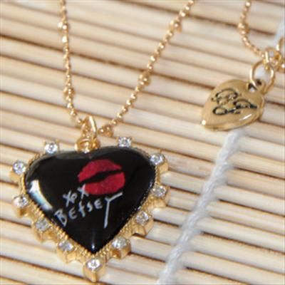 Betsey Johnson XOX Betsey with Rhinestone Gold Necklace  