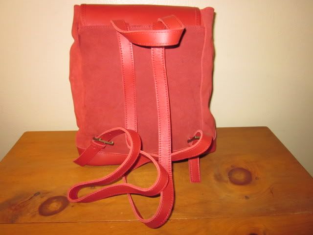 Bean red leather backpack daypack bag purse  