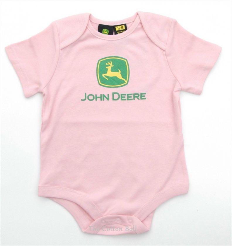 New JOHN DEERE GIRLS PINK Onesie Bodysuit 12 18 24 M  