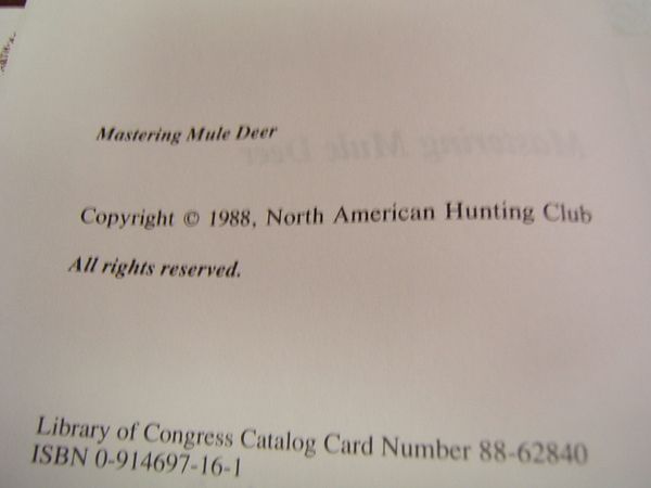 Mastering Mule Deer 1988 North American Hunting Club  