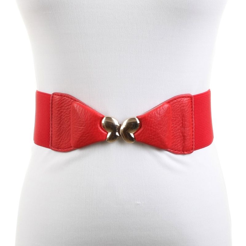 Women Bow Gold GP Lovely Butterfly Wide Stretch Waist Elastic Belt 