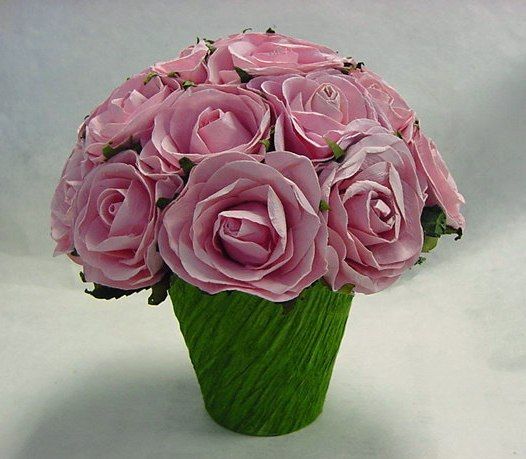 Large Rose Flower on Green Base Natural Paper Gift Box Party Wedding 