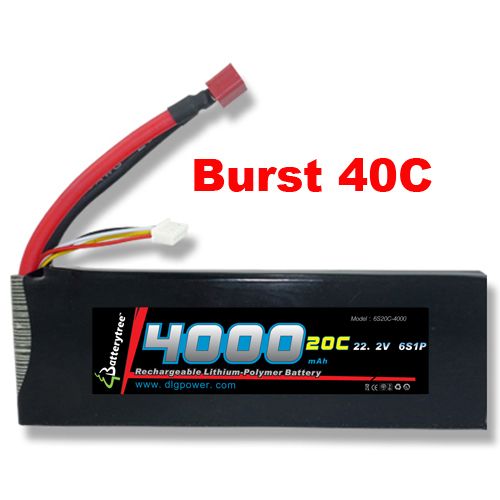 RC Battery 20C 40C 4000mAh 22.2V 6S High Discharge LiPo  