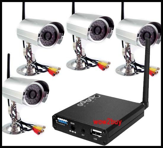 Wireless CCD Camera*4 Surveillance System with USB DVR Receiver