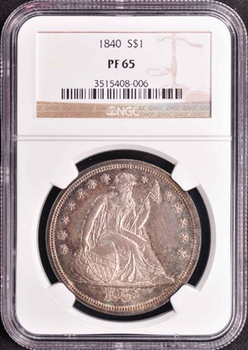 1840 LIBERTY SEATED S$1 NGC PR 65  