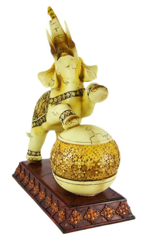 Antique Finished Elephant On Ball Statue Good Luck  