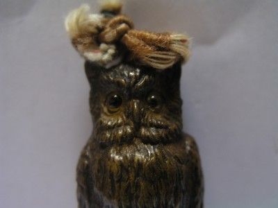 HAGENAU VIENNA BRONZE OWL ON BOOK BELL PUSH RINGER  