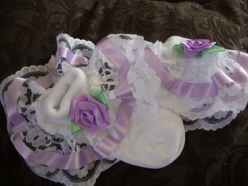 DREAM GIRLS ROMANY LILAC LACE FRILLY SOCKS 6 8 SHOES  