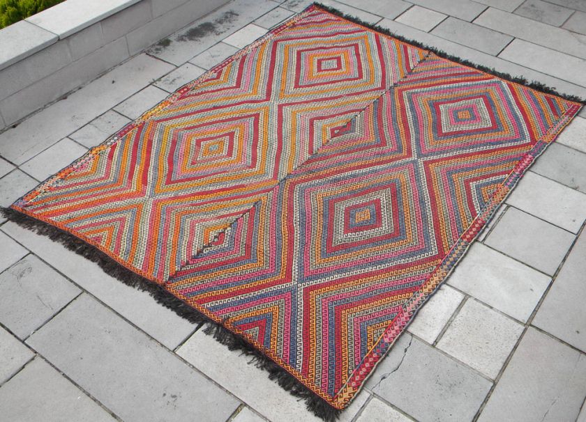 Antique Hand Wowen Anatolia Turkish Rug Wool Kelim Kilim 8 x 6 