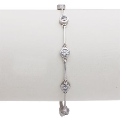 925 Sterling Silver Bracelet w/ 9 Brilliance Round CZ  