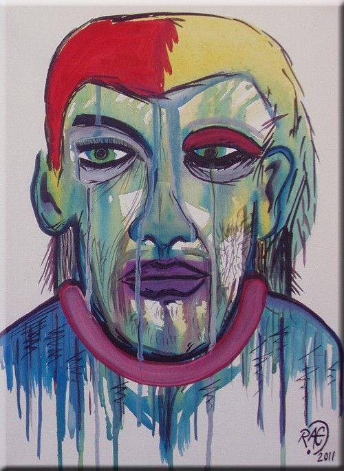 Original Abstract Face Portrait ART painting by RAEART 12x16 Modern 