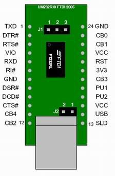 FTDI UM232R module USB to serial UART converter AVR PIC  