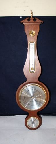 VINTAGE SETH THOMAS BANJO WALL BAROMETER   W/TEMPERATURE, HUMIDITY 