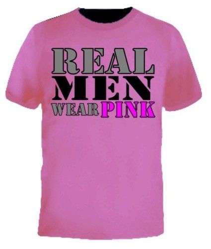 NEW* Custom REAL MEN WEAR PINK BREAST CANCER T shirt  