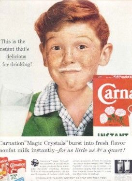 CARNATION MILK MUSTACHE CUTE KID ART Vintage Ad 1959  