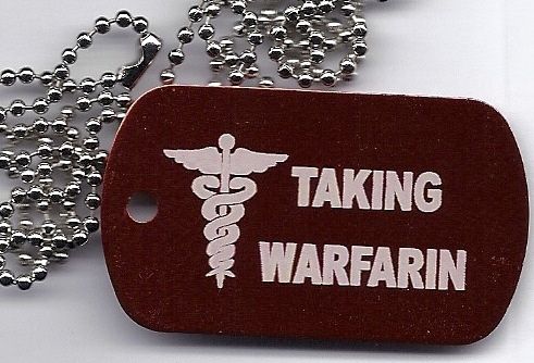 LASER MEDICAL ID DOG TAG NEW ITEM *TAKING WARFARIN*  