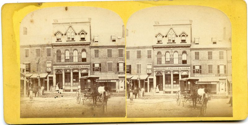 Massachusetts Lowell Prescott Bank Building Stereoview  