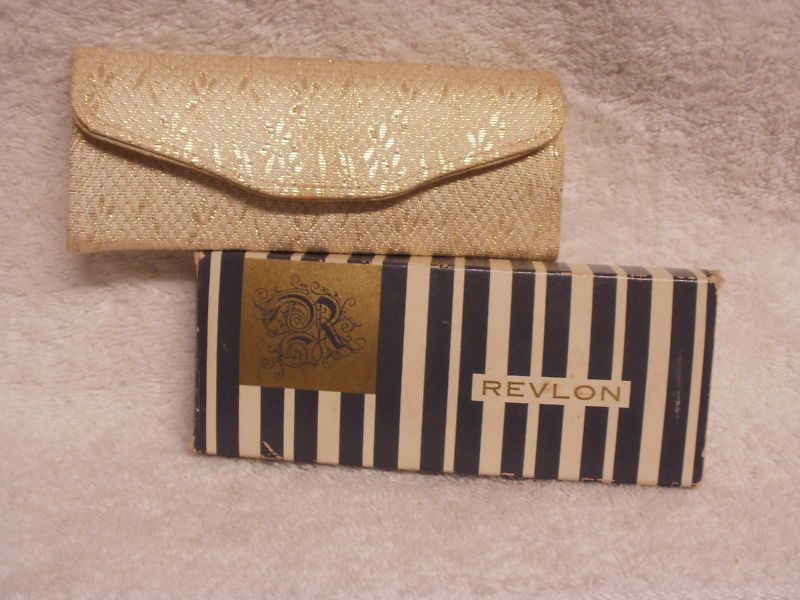 VINTAGE REVLON NAIL SET BROCADE CASE PURSE KIT w/ box  