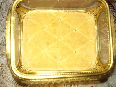 VINTAGE FRENCH ORMOLU BEVELED GLASS VICTORIAN CASKET BOX  