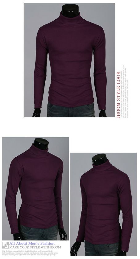 Herren Rollkragen Pullover 8 FARBEN Slim Fit Long Sleeve  