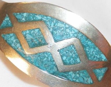 Pretty Vintage TURQUOISE CHIPS in SILVER CUFF BRACELET Alpaca Mexico