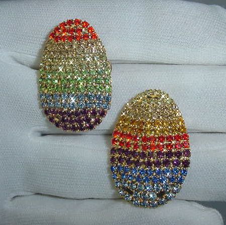 TWIN CRYSTAL EASTER EGG PINS RHINESTONE NEW MINT  