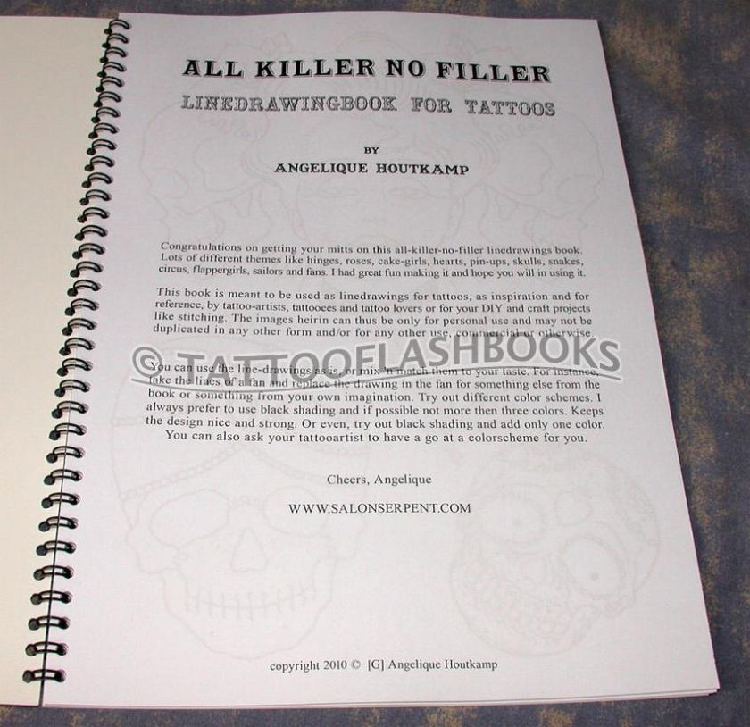 ANGELIQUE HOUTKAMP Tattoo Flash Sketch Line Gun BOOK All Killer NO 