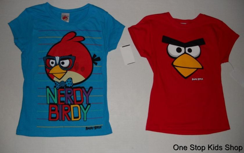 ANGRY BIRDS Girls 6 6X 7 8 10 12 14 16 Short Sleeve SHIRT Top  