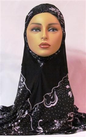 Piece Amira Black/White Print hijab hijabs abaya jilbab scarf 